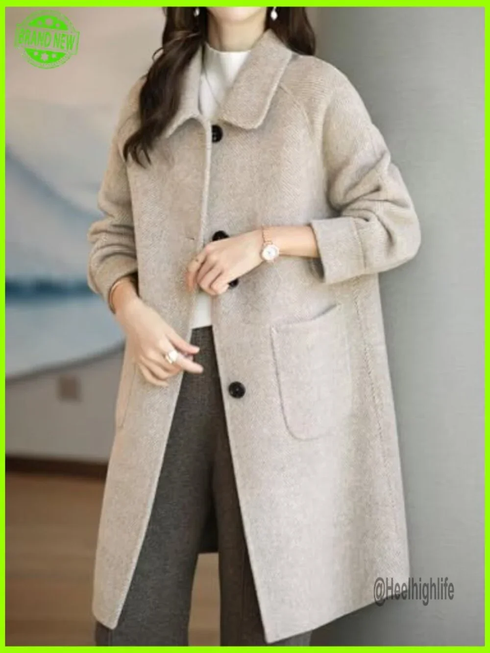 Women's Wool Blend Peacoat With Pockets